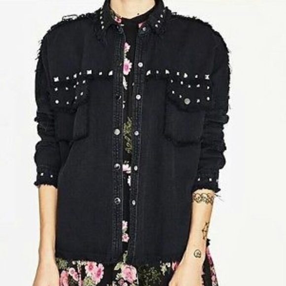 black denim jacket with studs